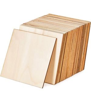 Wood Squares for crafts, 80-Count 5x5 Unfinished Wooden Square Cutouts